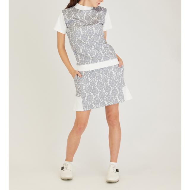 デルソルゴルフ　DELSOL GOLF　ストレッチ ポンチ レース柄プリントセットアップ　レディス デルソルゴルフ DELSOL GOLF ストレッチ ポンチ レース柄プリント