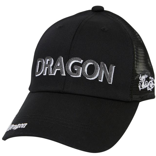 ダンスウィズドラゴン　メッシュキャップ　白×黒　刺繍ワッペン ダンスウィズドラゴン Dance With Dragon ロゴ刺繍メッシュキャップ
