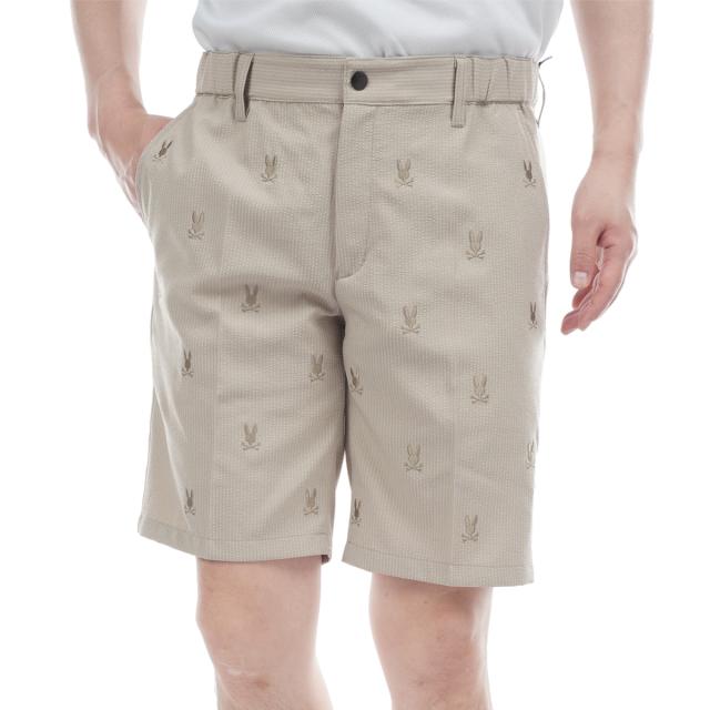 サイコバニー　PSYCHO BUNNY　GOLF シアサッカー ストライプロゴパターン ストレッチハーフパンツ