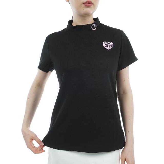 セシルマクビー グリーン　CECIL McBEE green　ハートモチーフ モックネック半袖シャツ　レディス