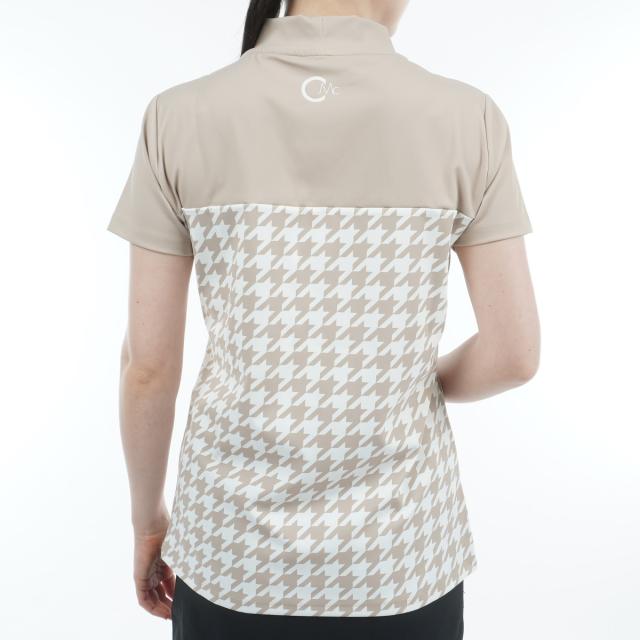 セシルマクビー 緑であること CECIL McBEE green ハウンドトゥース うつり変わりモックネック半袖プルオーバー レディス