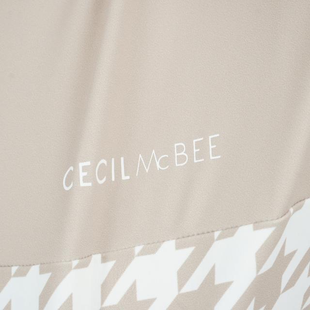 セシルマクビー 緑であること CECIL McBEE green ハウンドトゥース うつり変わりモックネック半袖プルオーバー レディス