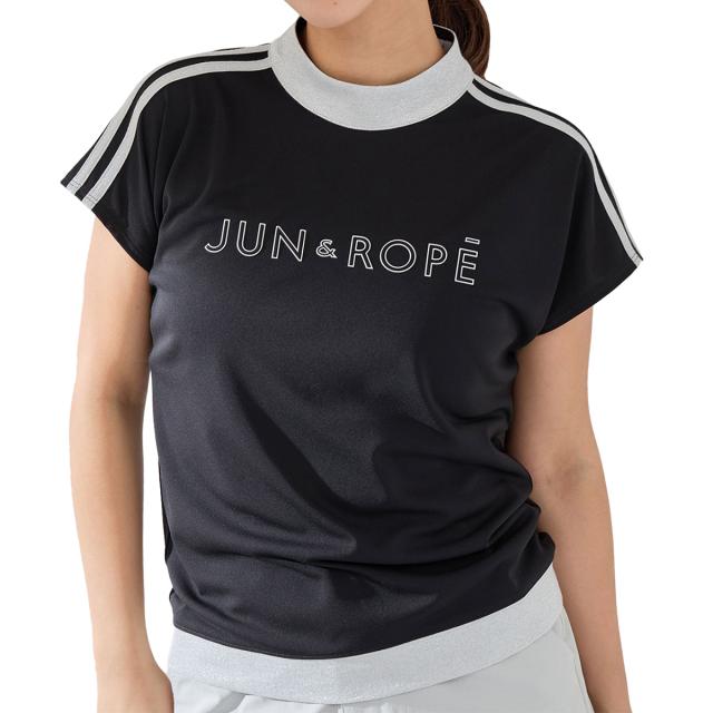 ジュン アンド ロペ　JUN & ROPE　フロントロゴラメ コンビプルオーバー半袖シャツ　レディス