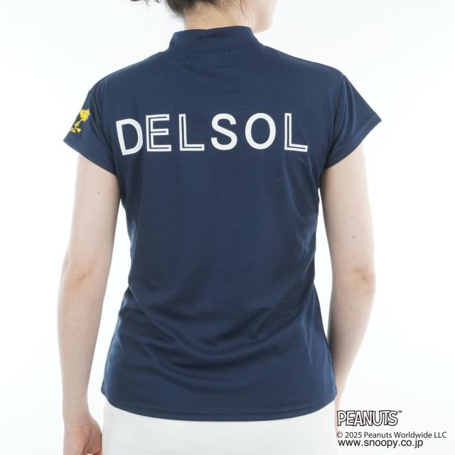 デルソルゴルフ DELSOL GOLF DELSOL×PEANUTS スヌーピーコラボ 伸ばすこと 半袖モックネックシャツ レディス