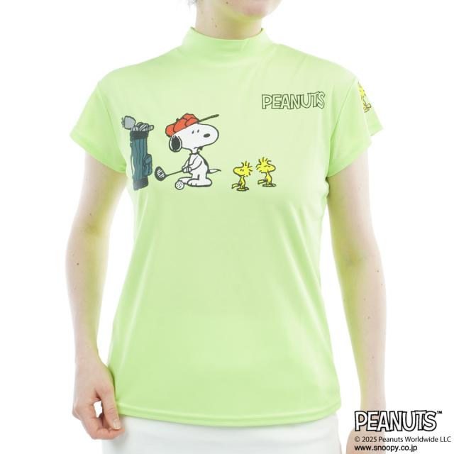 デルソルゴルフ DELSOL GOLF DELSOL×PEANUTS スヌーピーコラボ 伸ばすこと 半袖モックネックシャツ レディス