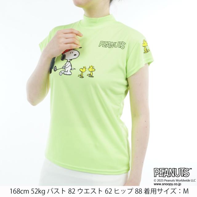 デルソルゴルフ DELSOL GOLF DELSOL×PEANUTS スヌーピーコラボ 伸ばすこと 半袖モックネックシャツ レディス