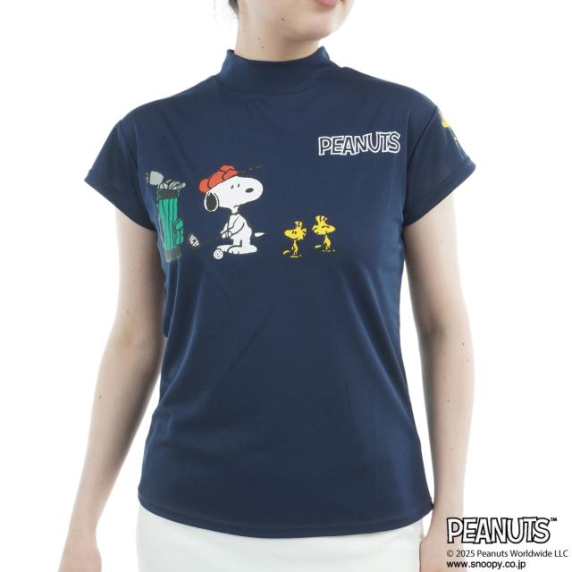 デルソルゴルフ DELSOL GOLF DELSOL×PEANUTS スヌーピーコラボ 伸ばすこと 半袖モックネックシャツ レディス