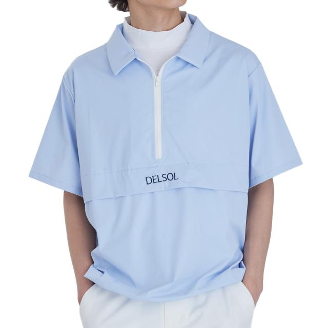 デルソルゴルフ　DELSOL GOLF　襟付きハーフジップ 半袖プルオーバーブルゾン