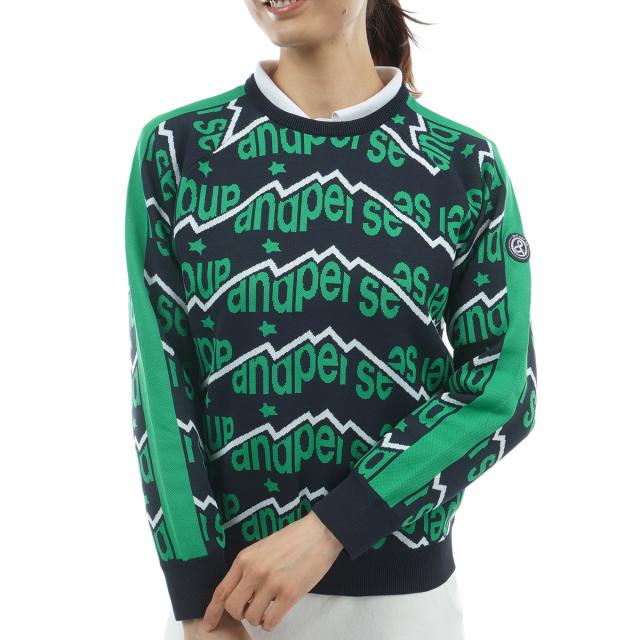 アンパスィ　and per se　ストレッチ アクティブニット ジャカードセーター　レディス