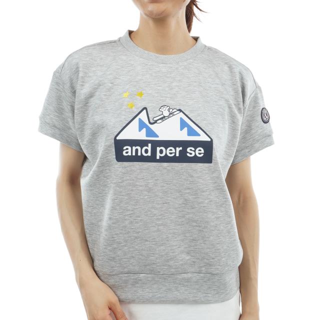 アンパスィ　and per se　ストレッチ ショットスムーザースウェット 半袖プルオーバー　レディス