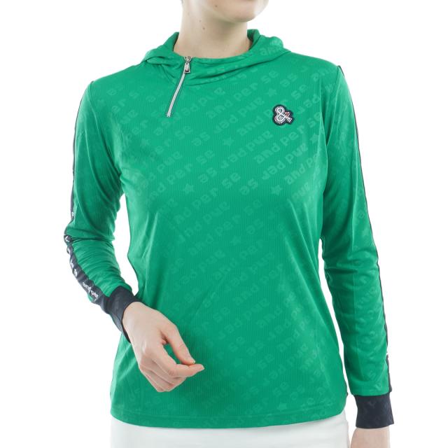 アンパスィ　and per se　ストレッチ スイングドライエンボス長袖フーディーシャツ　レディス