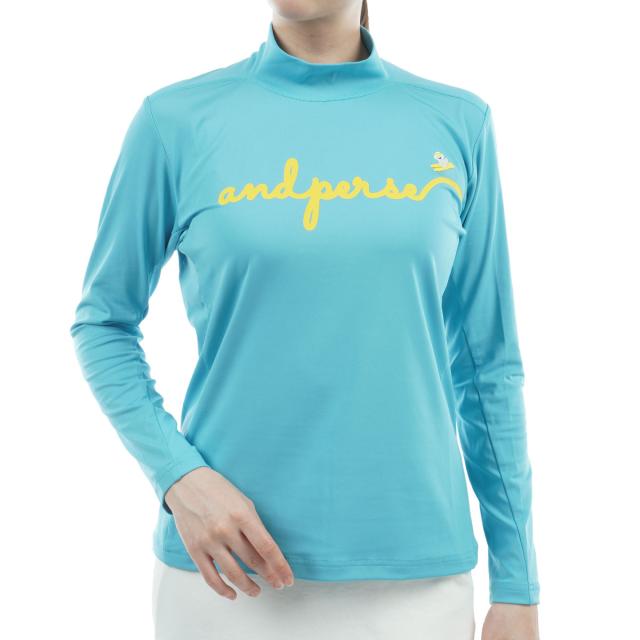 アンパスィ　and per se　ストレッチ マシュマロジャージー長袖モックネックシャツ　レディス