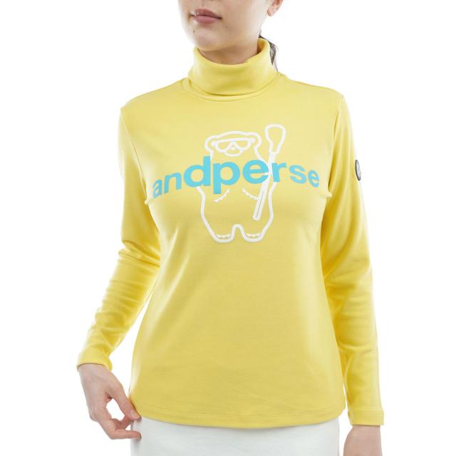 アンパスィ　and per se　ストレッチ マシュマロスムース ハイネック長袖シャツ　レディス