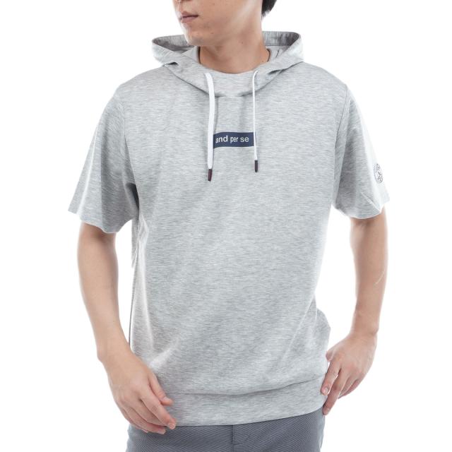 アンパスィ　and per se　ストレッチ ショットスムーザースウェット半袖フーディーシャツ