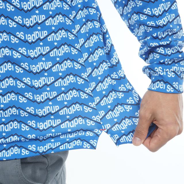 アンパスィ　and per se　ストレッチ ショットスムーザープリント長袖モックネックシャツ アンパスィ and per se ストレッチ ショットスムーザープリント長袖