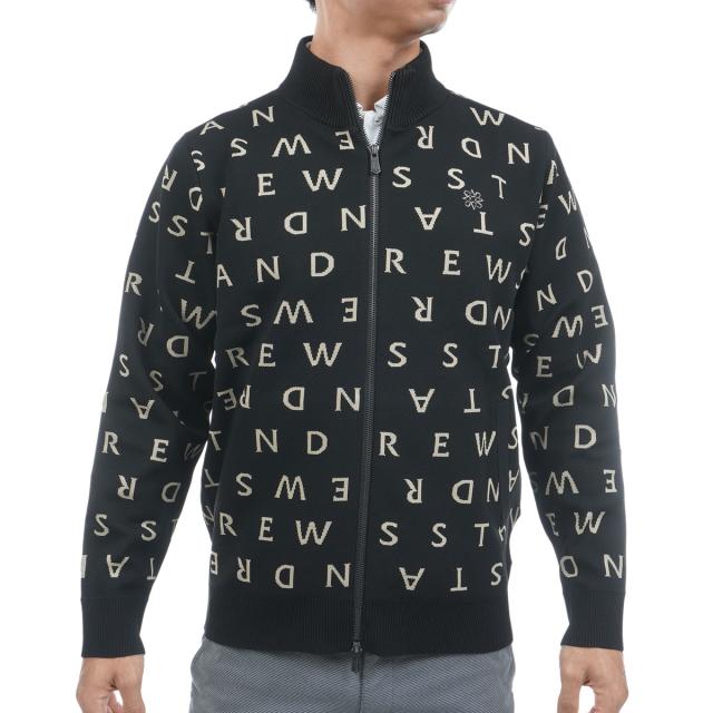 セント・アンドリュース　St ANDREWS　ロゴジャカードニットフルジップセーター