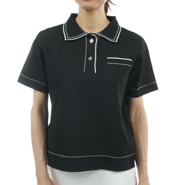 セント・アンドリュース　St ANDREWS　ダブルジャカード半袖ポロセーター　レディス