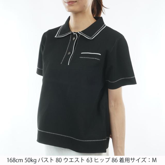 セント・アンドリュース　St ANDREWS　ダブルジャカード半袖ポロセーター　レディス_1