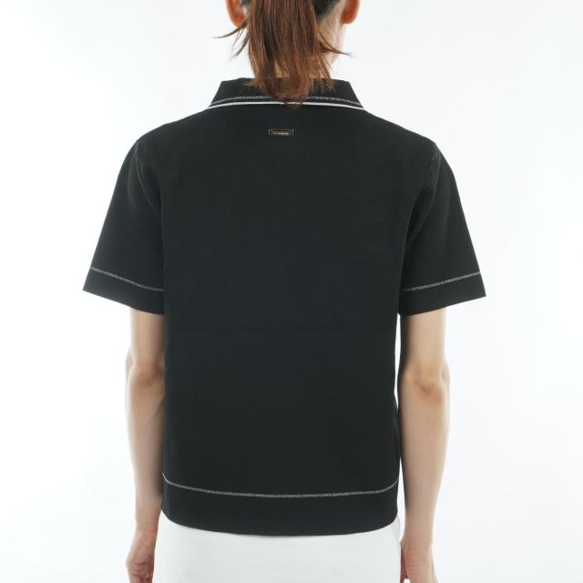 セント・アンドリュース　St ANDREWS　ダブルジャカード半袖ポロセーター　レディス_3