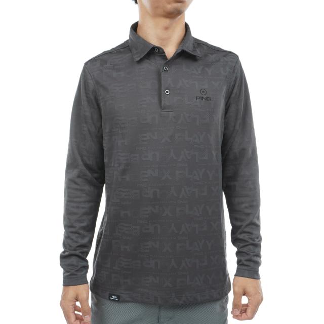 ピン　PING　ロゴジャカード長袖ポロシャツ