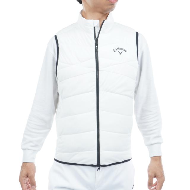 Callaway ゴルフ 中綿ベスト ホワイト LL キャロウェイゴルフ Callaway Golf ストレッチ フルジップ中綿ベストの