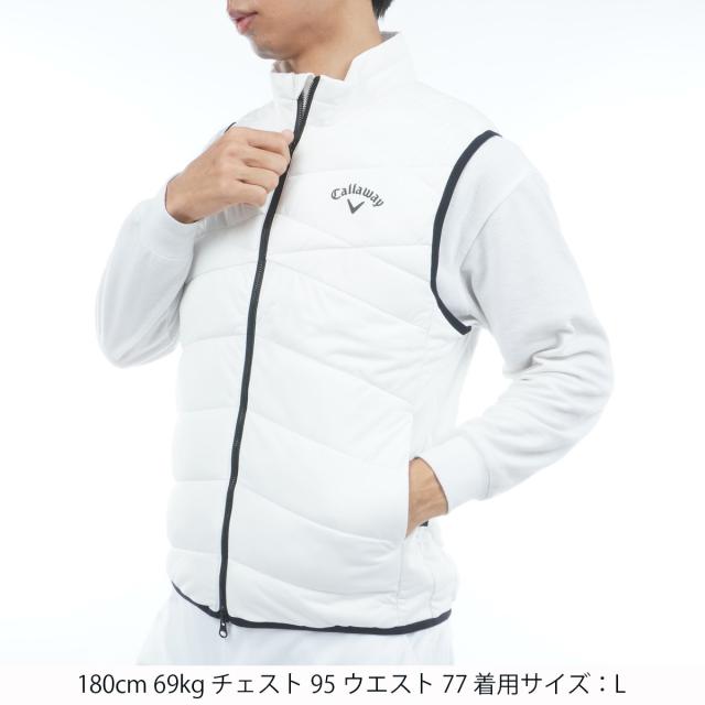 キャロウェイ　Callaway メンズ ベスト Mサイズ ホワイト　ストレッチ キャロウェイゴルフ Callaway Golf ストレッチ フルジップ中綿ベストの
