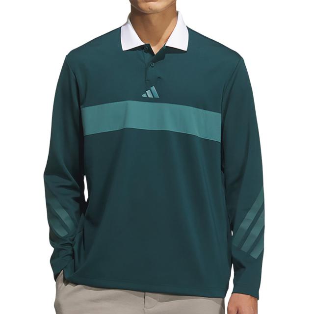アディダス　Adidas　ビヨンド ザ コース ストレッチ カラーブロック 長袖ポロシャツ