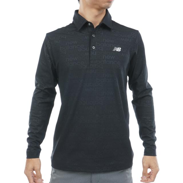 ニューバランス　New Balance　スムース両面ピーチ ロゴエンボス 長袖共衿ポロシャツ