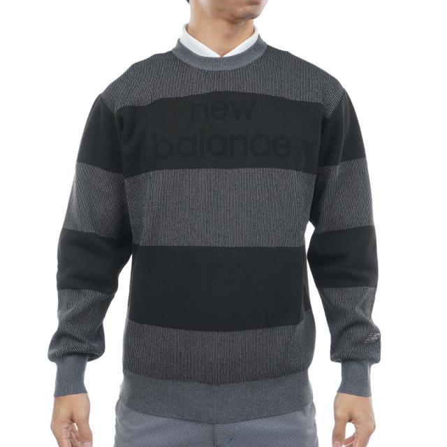 ニューバランス　New Balance　針抜リブ×ロゴダブルジャカード ストレッチ クルーネックニットプルオーバー