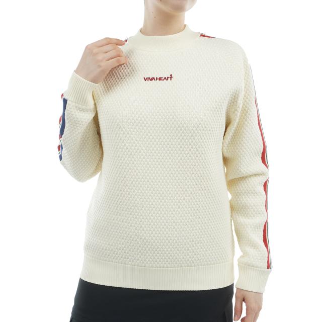 ビバハート VIVA HEART 裏地付き 配色ライン プルオーバーセーター