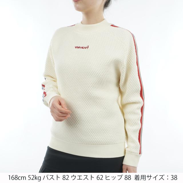 ビバハート　VIVA HEART　裏地付き 配色ライン プルオーバーセーター　レディス