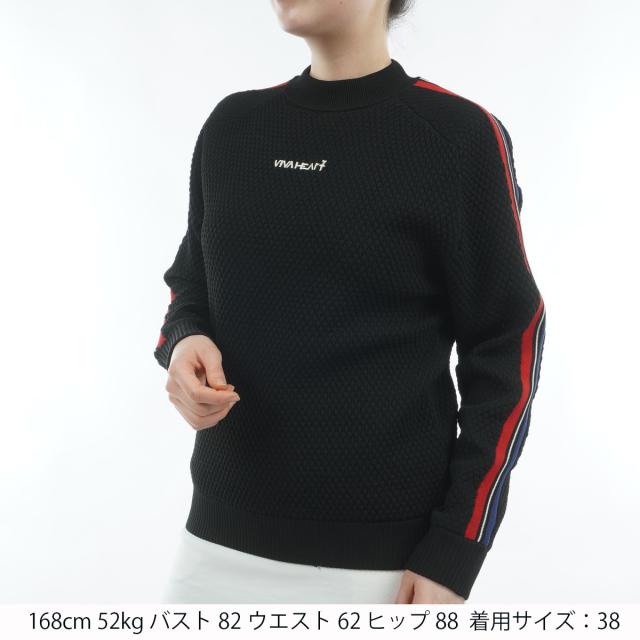 ビバハート　VIVA HEART　裏地付き 配色ライン プルオーバーセーター　レディス