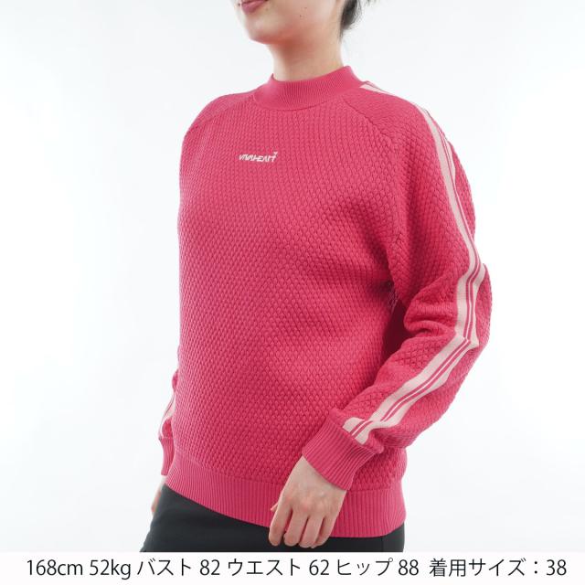 ビバハート　VIVA HEART　裏地付き 配色ライン プルオーバーセーター　レディス