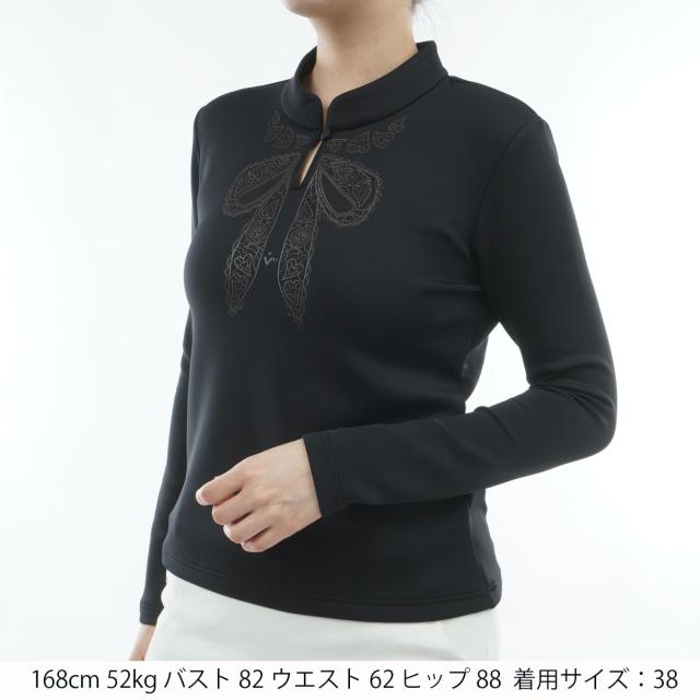 ビバハート　VIVA HEART　トロンプルイユ ボウタイ風モックネックプルオーバー　レディス_4