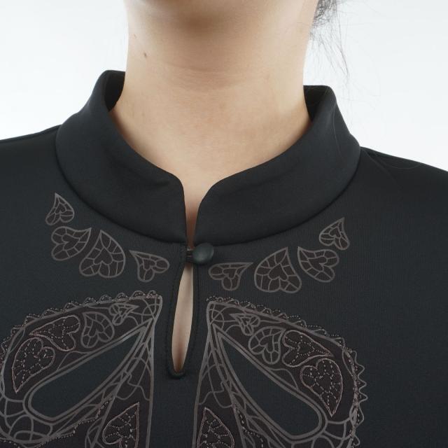 ビバハート　VIVA HEART　トロンプルイユ ボウタイ風モックネックプルオーバー　レディス ビバハート VIVA HEART トロンプルイユ ボウタイ風モックネックプル