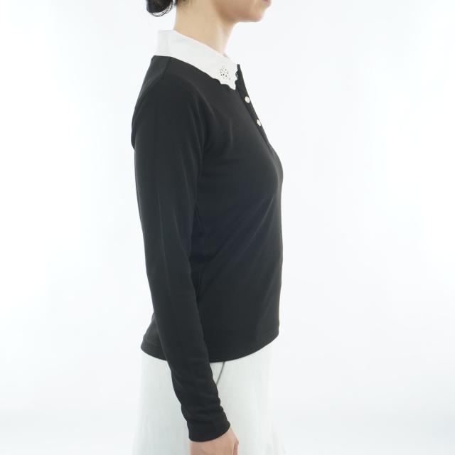 ビバハート VIVA HEART カットワーク刺繍 長袖ポロシャツ レディスの