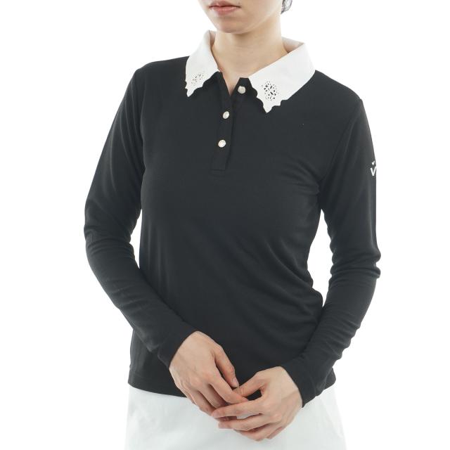 ビバハート VIVA HEART カットワーク刺繍 長袖ポロシャツ レディスの