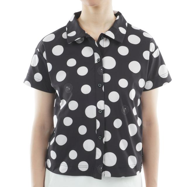 ビバハート　VIVA HEART　ストレッチ ミュゼドット柄 ゆったりオーバー半袖シャツ　レディス