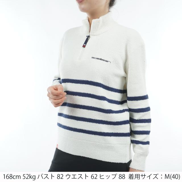 ロサーセン　ROSASEN　モールニット ボーダー ハーフジップハイネックセーター　レディス_1