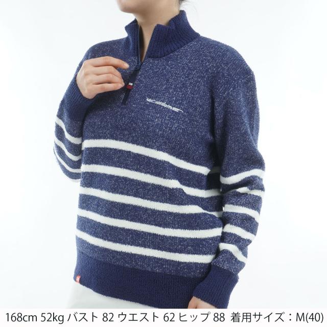 ロサーセン　ROSASEN　モールニット ボーダー ハーフジップハイネックセーター　レディス_4