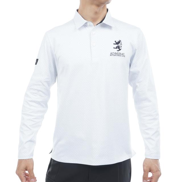 アドミラル　Admiral　ストレッチ 小紋柄 裏起毛長袖ポロシャツ