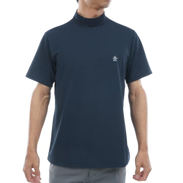 マンシングウェア　Munsingwear　ストレッチ フィラシス鹿の子 ロゴプリント モックネック半袖シャツ