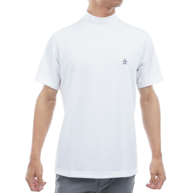 マンシングウェア　Munsingwear　ストレッチ フィラシス鹿の子 ロゴプリント モックネック半袖シャツ マンシングウェア Munsingwear ストレッチ フィラシス鹿の子 ロゴ