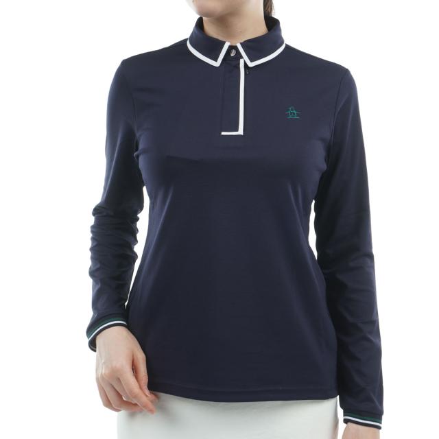 マンシングウェア　Munsingwear　Sunscreen NIR ストレッチ 4口ポンチパイピング長袖ポロシャツ　レディス