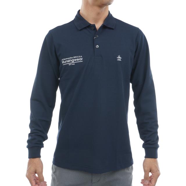 マンシングウェア　Munsingwear　ストレッチ フィラシス鹿の子 ペンギングラフィックプリント長袖ポロシャツ