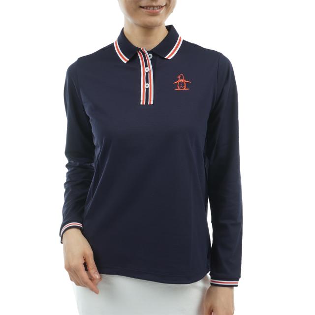 マンシングウェア　Munsingwear　Sunscreen NIR ストレッチ 4口ポンチ 外出しスタイル長袖ポロシャツ　レディス