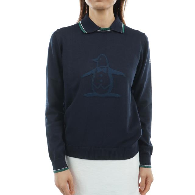 マンシングウェア　Munsingwear　2WAY 衿デタッチャブル シーアイランドコットンセーター　レディス