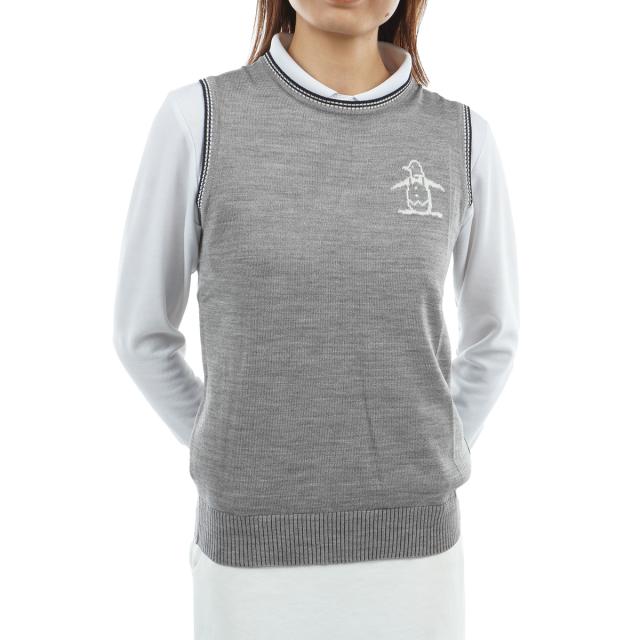 マンシングウェア　Munsingwear　ペンギン柄インターシャニットベスト　レディス