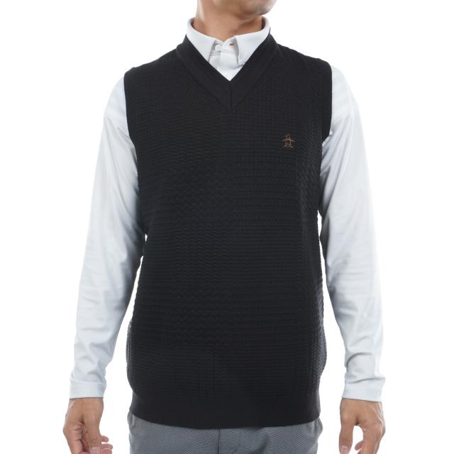 マンシングウェア　Munsingwear　グレンチェックVネックニットベスト