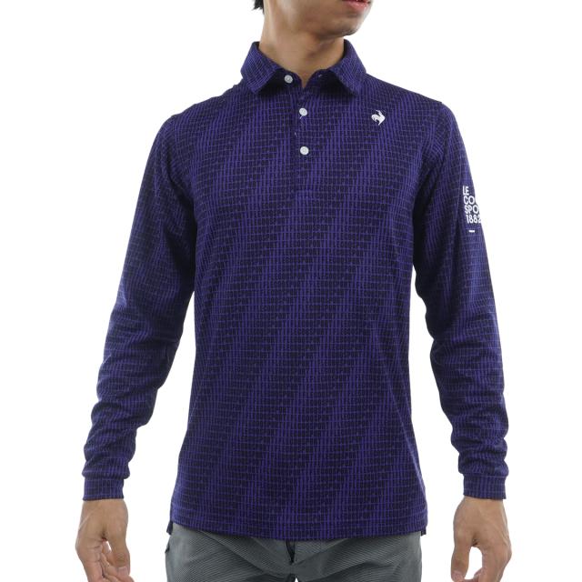 ルコックスポルティフ ゴルフ　Le coq sportif GOLF　ストレッチ ロゴジャカード長袖ポロシャツ